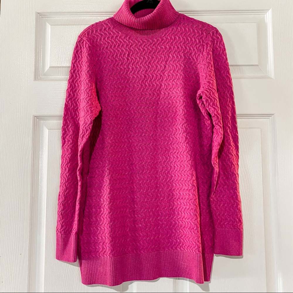 Lands’ End pink turtleneck sweater tunic